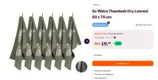 WALRA Theedoek Dry with Leaves Legergroen 6 stuks voor €19,95 bij iBOOD