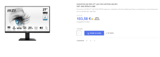 Monitor MSI PRO MP271A 27" LED IPS FullHD 100Hz por 103.58€
