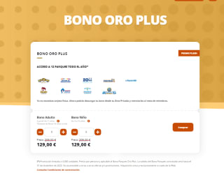 Bono parque Oro Plus por solo 129€