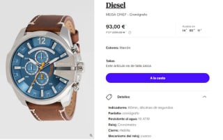 Reloj Cronografo de Hombre Diesel MEGA CHIEF por 83.7€