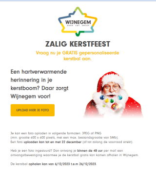 Gratis gepersonaliseerde kerstbal bij Wijnegem Shop Eat Enjoy