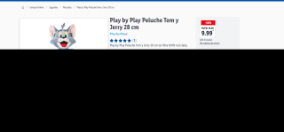 Play by Play Peluche Tom o Jerry 28 cm por 9,99€