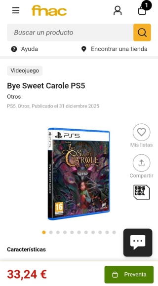Bye Sweet Carole PS5 por 33,24€(socios)