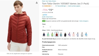 Tom Tailor Denim dames gewatteerde jas voor €15 bij Amazon