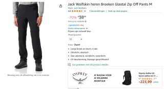 Jack Wolfskin Glastal Zip-Off Broek voor €38,99 bij Amazon