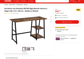 Escritorio con estantes MITSAI Riga 50x73x120cm por 49,99€