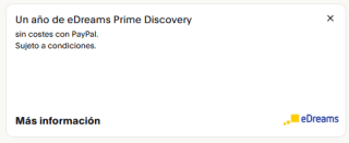 Gratis 1 año Edreams Prime Discovery con Paypal