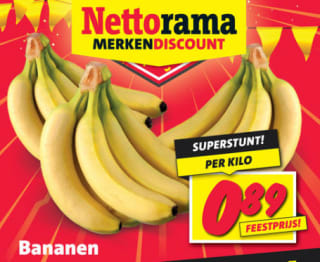 1 kg bananen voor €0,89 bij Nettorama