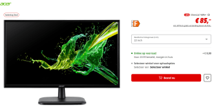 ACER EK220QABI - 22 inch - 1920 x 1080 (Full HD) - VA-paneel voor €85 bij de Mediamarkt