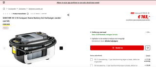 KARCHER SE 3-18 Compact Home Battery Set Stofzuiger zonder zak voor €163 bij de Mediamarkt