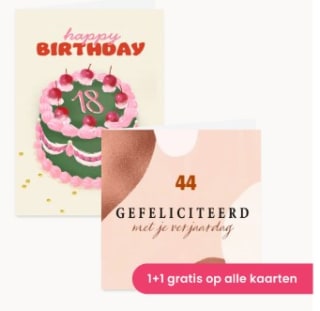1+1 gratis op alle kaarten bij Hallmark