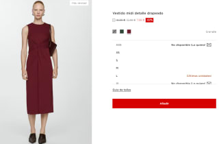 Vestido midi detalle drapeado para Mujer por 7.99€