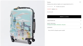 Maleta de cabina rígida con capacidad de 20 L por 29,99€