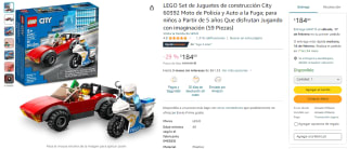 LEGO City Moto de Policía y Auto a la Fuga por $184 en Amazon