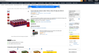 Coca-Cola Zero Azúcar sabor Cherry Pack 24 latas de 330 ml por solo 20,98€