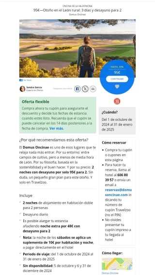 León rural 3 días con desayunos por 95€ para 2 personas.