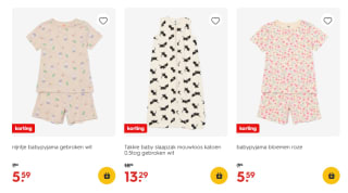 Alle pyjama's en slaapzakken voor baby's 30% korting bij de Hema