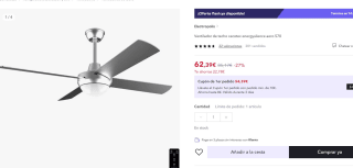 Ventilador de techo marca cecotec energysilence aero 570 por 62,39€ (usuario nuevo por 50,39€)