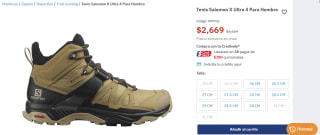 Tenis Salomon X Ultra 4 por $2,669 en Calzzapato