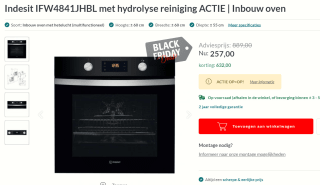 Indesit heteluchtoven inbouw voor €257 bij Budgetplan