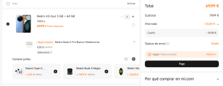 Móvil Xiaomi Redmi A3 de 3GB/64GB+ Auriculares Redmi Buds 5 Pro por 69,99€