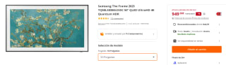 Televisor Samsung The Frame 2023 TQ50LS03BGUXXC 50" QLED UltraHD 4K Quantum HDR por 949€