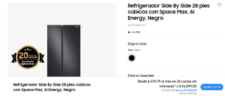 Refrigerador Side By Side Samsung 28 Pies por $14,344 | (Eco Renueva)