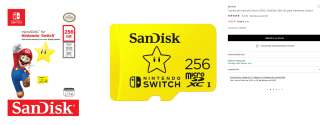 Tarjeta de memoria Micro SDXC SanDisk 256 GB para Nintendo Switch por 19,99€