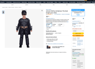 amscan Disfraz de Batman The Dark Knight para niños por solo 35,85€