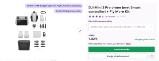 DJI Mini 3 Pro met smart controller met fly more kit voor €1.029 bij Camera nu