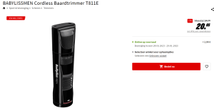 BaByliss baardtrimmer T811E - voor €20,65 bij de Mediamarkt