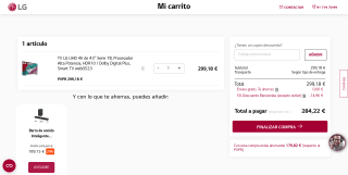 TV LG de 43'' Serie 78 por 284,22€