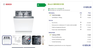 Bosch SMV6ECX10E Volledig geïntegreerde vaatwasser, 60 cm voor €829 bij Beterwitgoed