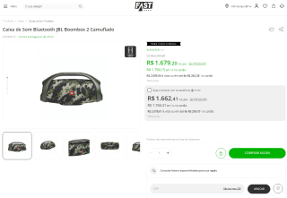 Caixa de Som da JBL, modelo Boombox 2 Camuflado - R$ 1.679,20