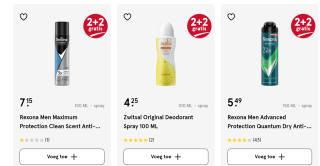 Diverse deodorant 2+2 gratis bij Etos