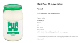 GRATIS pur natur Bio yoghurt bij Match Smatch en Louis Delhaize