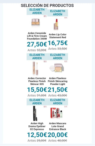 -50% en Maquillaje Elizabeth Arden.