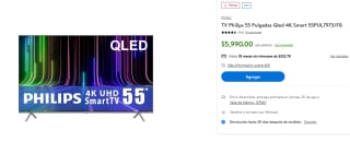 Smart TV Philips 55" QLED 4K por $5,990 en Walmart