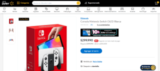 Consola Nintendo Switch OLED Blanca por $299.990