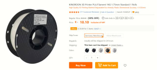 KINGROON 3D Printer PLA Filament 1KG 1.75mm voor €10,10 bij TomTop