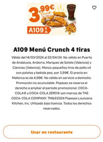 HOY Menú 4 tiras por solo 3,99€ de Popeyes