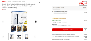 Consola Sony PlayStation 5 Slim Standard, 1 TB SSD, 1 mando + 3 Juegos por 549€