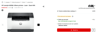 HP LaserJet M209d Printer voor €69 bij de Mediamarkt