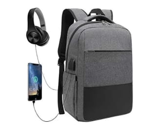 Mochila para portátiles 15.6″ impermeable, bolsillo antirobo, puerto USB para carga de smartphones y jack 3,5mm por 23,19€