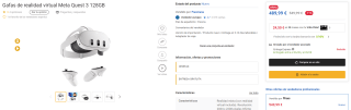 Gafas de realidad virtual Meta Quest 3 128GB por 489,99€