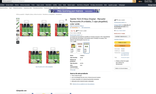 Marcador Stabilo 70/4-33 Boss Originalz fluorescente (4 unidades 5 cajas plegables) color verde por 4,86€