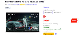 Sony XR-42A90K - 42 inch - 4K OLED - 2022 voor €1009 bij Bol