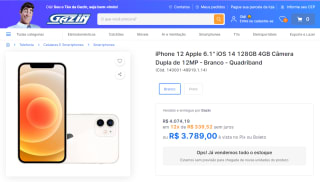 Smartphone da Apple, modelo iPhone 12 de 128GB - R$ 3.789