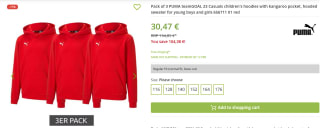 PUMA Teamgoal 23 Casuals Kids Hoody 3-pack voor €30,47 bij outlet46