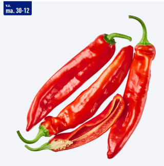 500 Gram Rode puntpaprika's voor €1,39 bij de Aldi